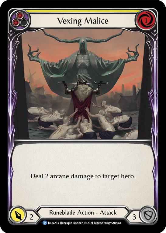 Vexing Malice (Yellow) [MON233-RF] (Monarch)  1st Edition Rainbow Foil | Boutique FDB TCG