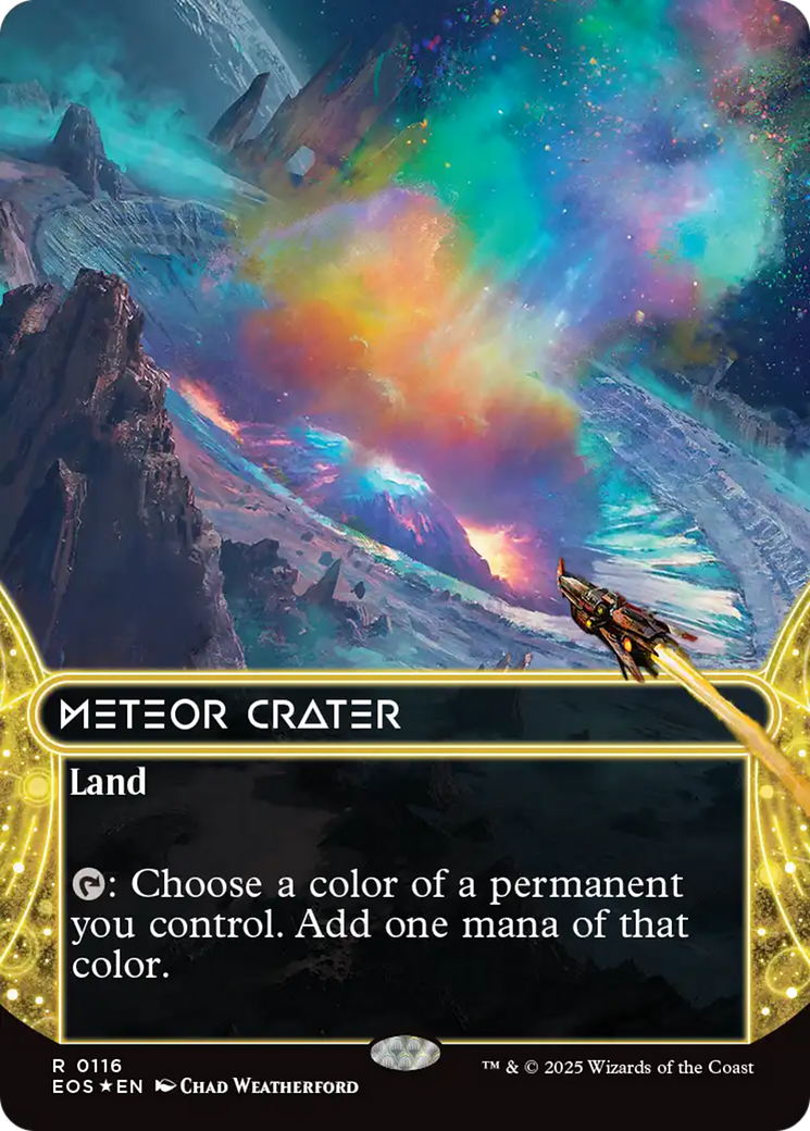 Meteor Crater (0116) (Borderless) (Galaxy Foil) [Edge of Eternities: Stellar Sights] | Boutique FDB TCG
