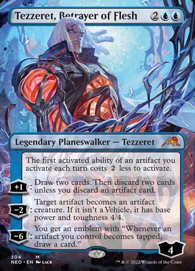 Tezzeret, Betrayer of Flesh (Borderless) [Kamigawa: Neon Dynasty] | Boutique FDB TCG