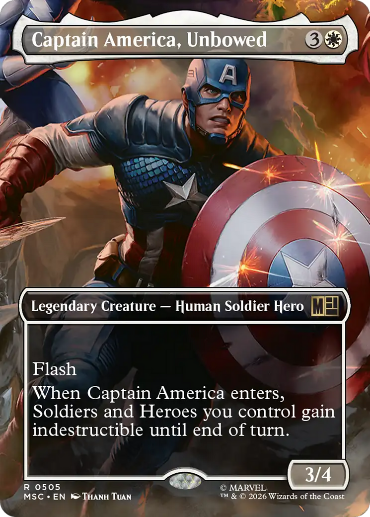 Captain America, Unbowed (Borderless) [Marvel Super Heroes Commander] | Boutique FDB TCG