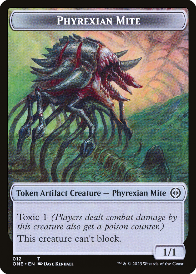 Phyrexian Mite Token (012) // Phyrexian Golem Double-Sided Token [Phyrexia: All Will Be One Tokens] | Boutique FDB TCG