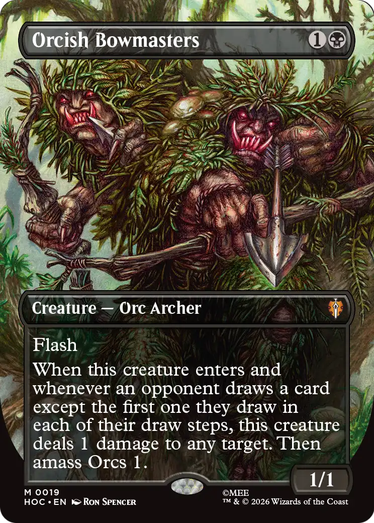 Orcish Bowmasters (Borderless) (Surge Foil) [The Hobbit: Eternal-Legal] | Boutique FDB TCG