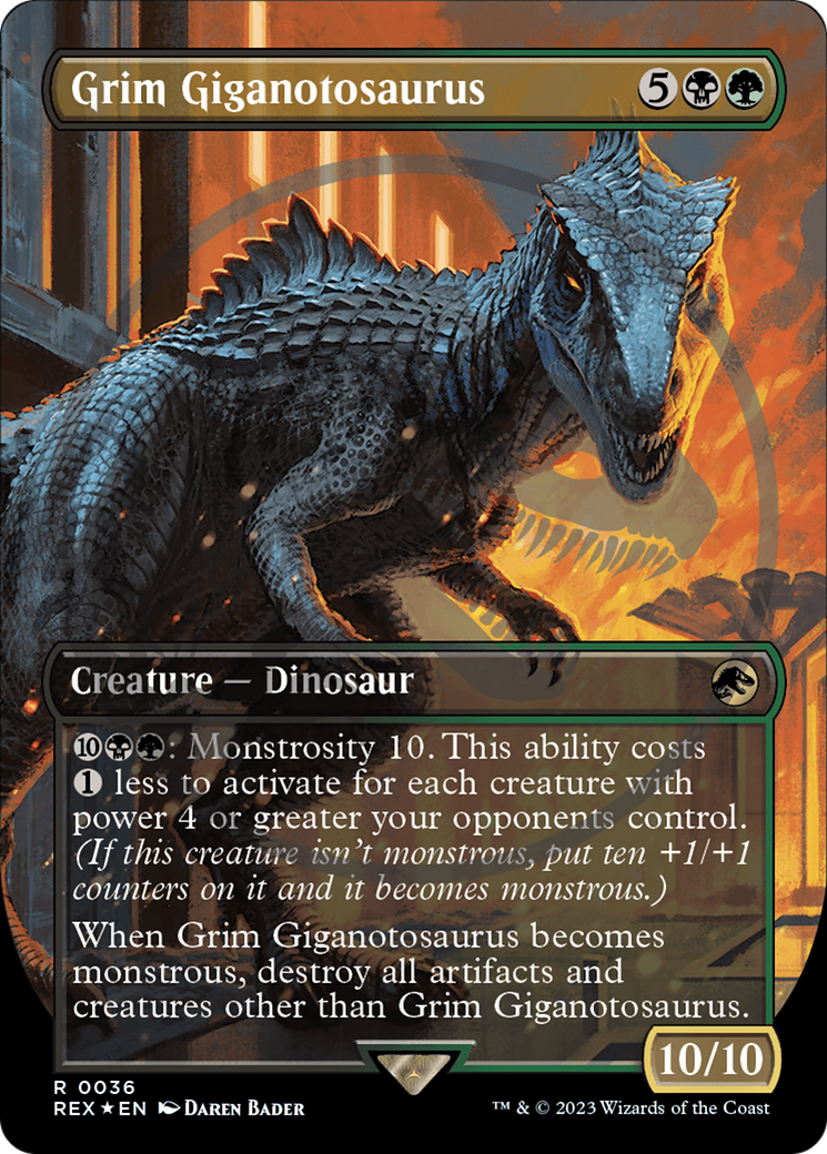 Grim Giganotosaurus (Emblem) (Borderless) [Jurassic World Collection Tokens] | Boutique FDB TCG
