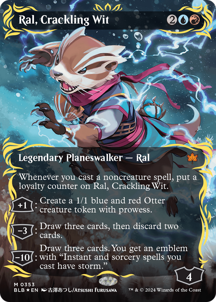 Ral, Crackling Wit (Borderless) (Raised Foil) [Bloomburrow] | Boutique FDB TCG