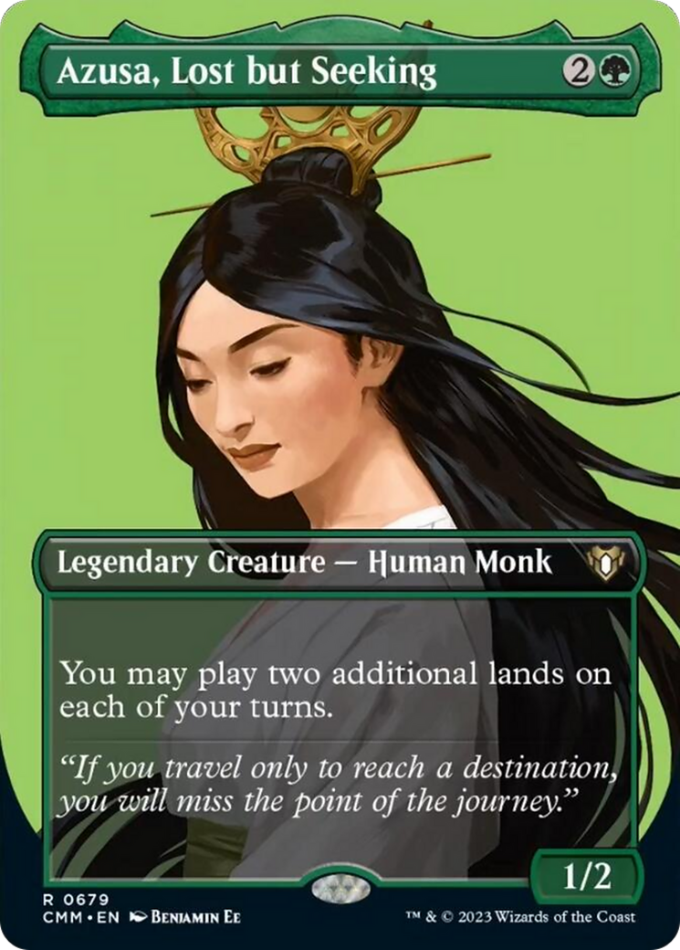 Azusa, Lost but Seeking (Borderless Profile) [Commander Masters] | Boutique FDB TCG