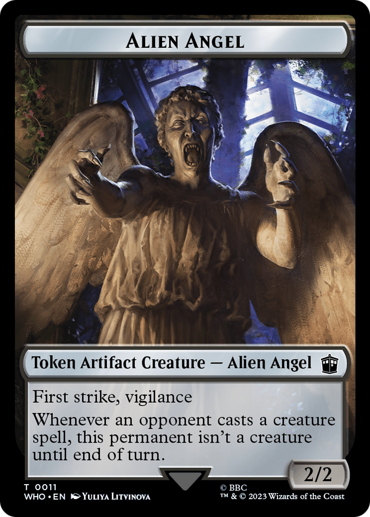 Alien Angel // Cyberman Double-Sided Token [Doctor Who Tokens] | Boutique FDB TCG