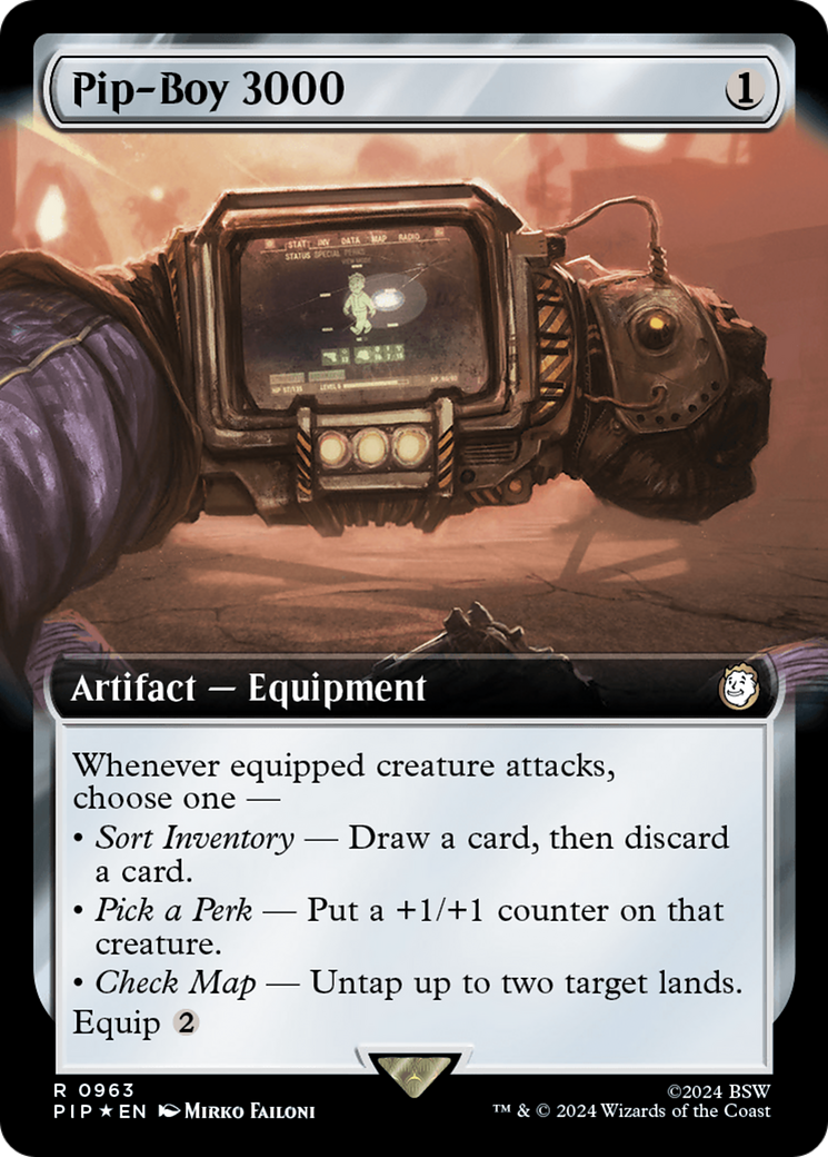 Pip-Boy 3000 (Extended Art) (Surge Foil) [Fallout] | Boutique FDB TCG