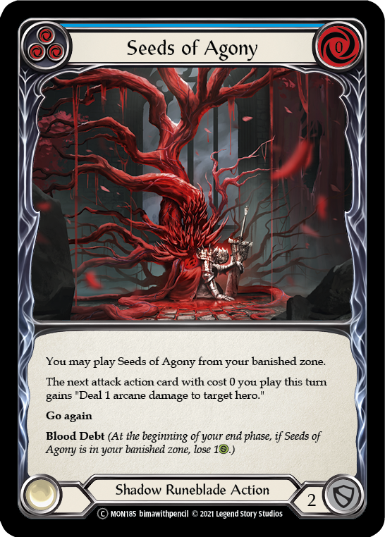 Seeds of Agony (Blue) [U-MON185-RF] (Monarch Unlimited)  Unlimited Rainbow Foil | Boutique FDB TCG