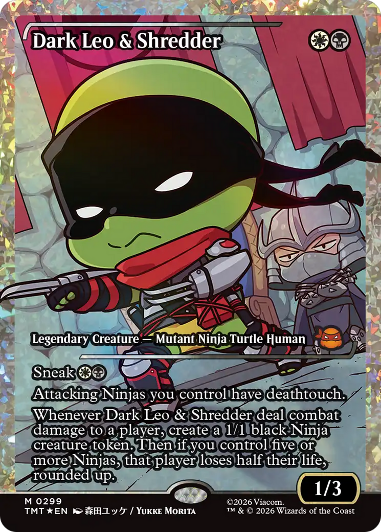 Dark Leo & Shredder (Showcase) (Fracture Foil) [Teenage Mutant Ninja Turtles] | Boutique FDB TCG