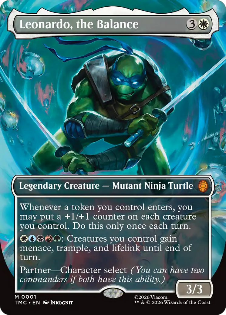 Leonardo, the Balance (Borderless) [Teenage Mutant Ninja Turtles Commander] | Boutique FDB TCG