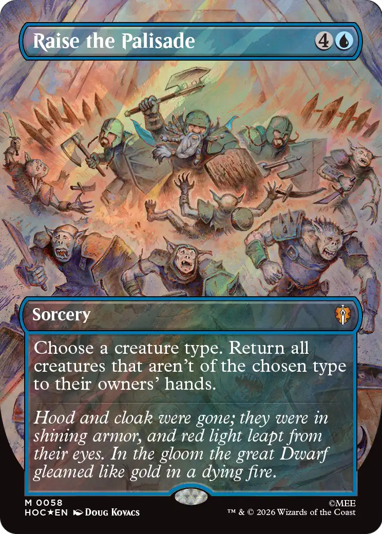 Raise the Palisade (Borderless) (Surge Foil) [The Hobbit: Eternal-Legal] | Boutique FDB TCG