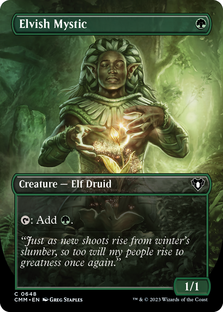 Elvish Mystic (Borderless Alternate Art) [Commander Masters] | Boutique FDB TCG