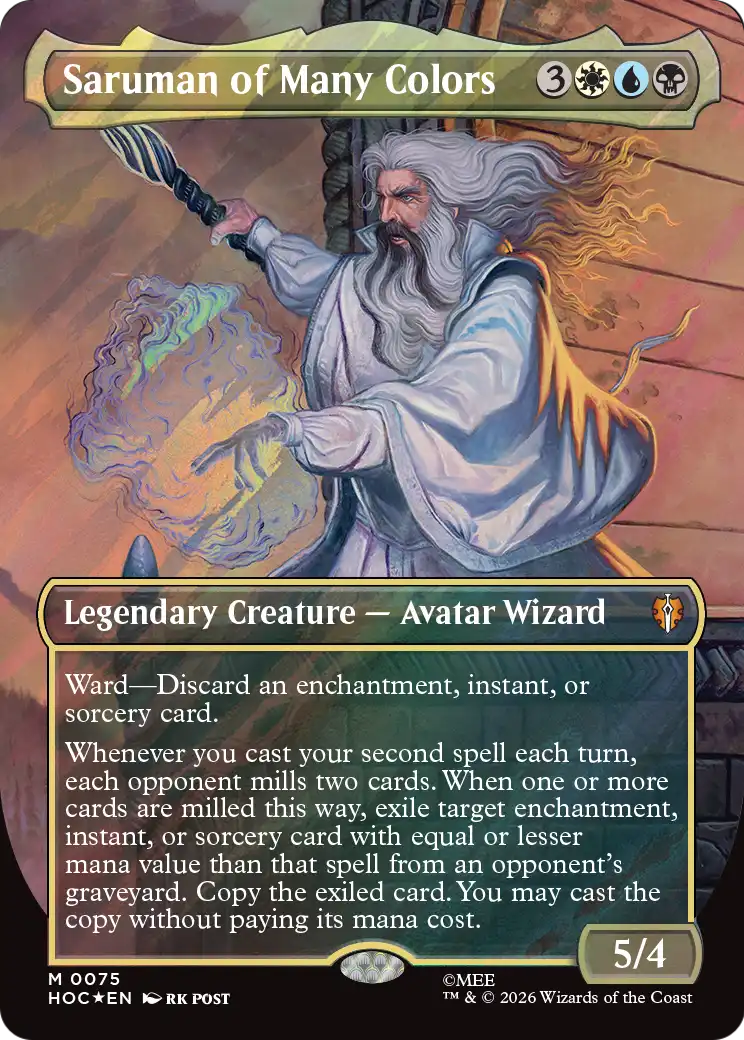 Saruman of Many Colors (Borderless) (Surge Foil) [The Hobbit: Eternal-Legal] | Boutique FDB TCG