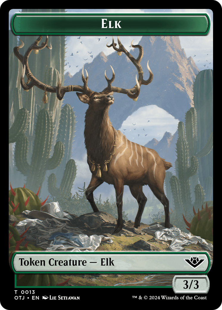 Treasure // Elk Double-Sided Token [Outlaws of Thunder Junction Tokens] | Boutique FDB TCG