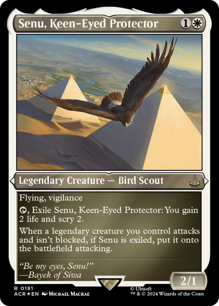 Senu, Keen-Eyed Protector (Foil Etched) [Assassin's Creed] | Boutique FDB TCG