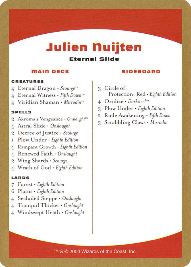 Julien Nuijten Decklist [World Championship Decks 2004] | Boutique FDB TCG