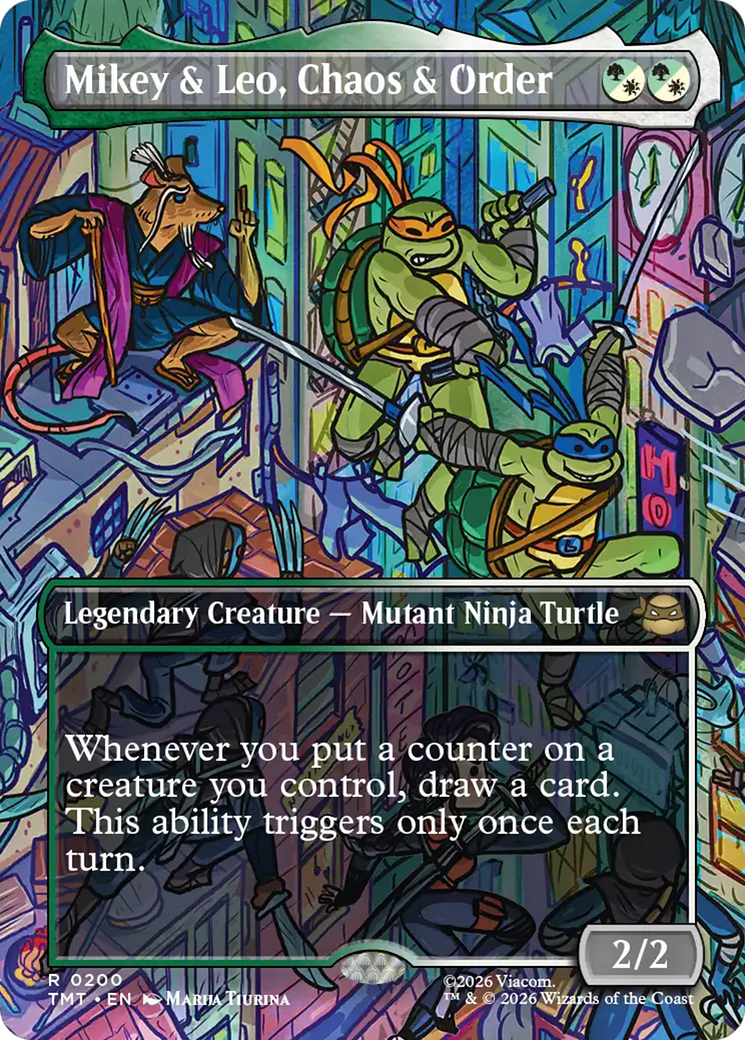 Mikey & Leo, Chaos & Order (Borderless) [Teenage Mutant Ninja Turtles] | Boutique FDB TCG