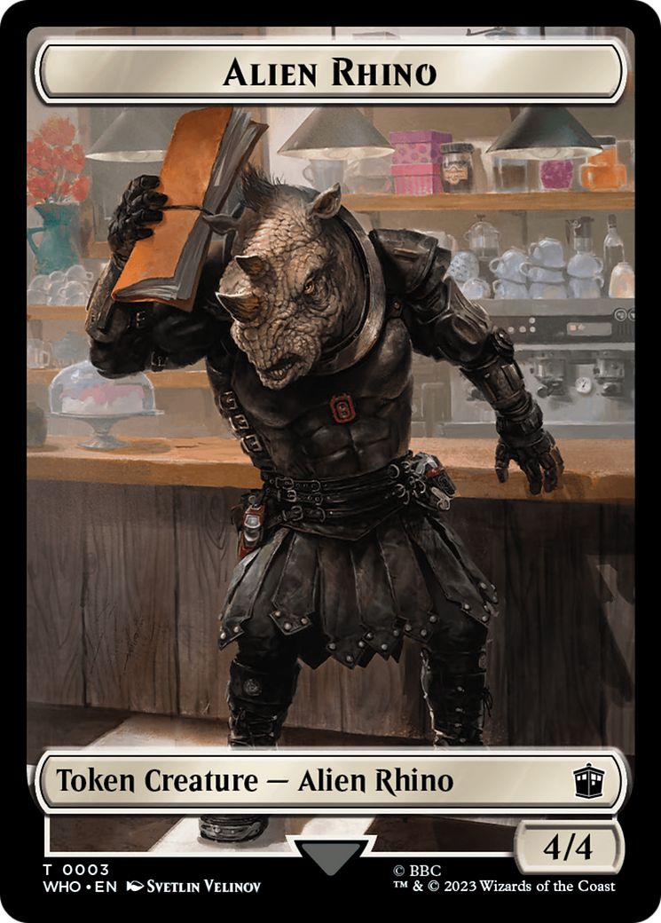 Alien Rhino // Alien Salamander Double-Sided Token (Surge Foil) [Doctor Who Tokens] | Boutique FDB TCG