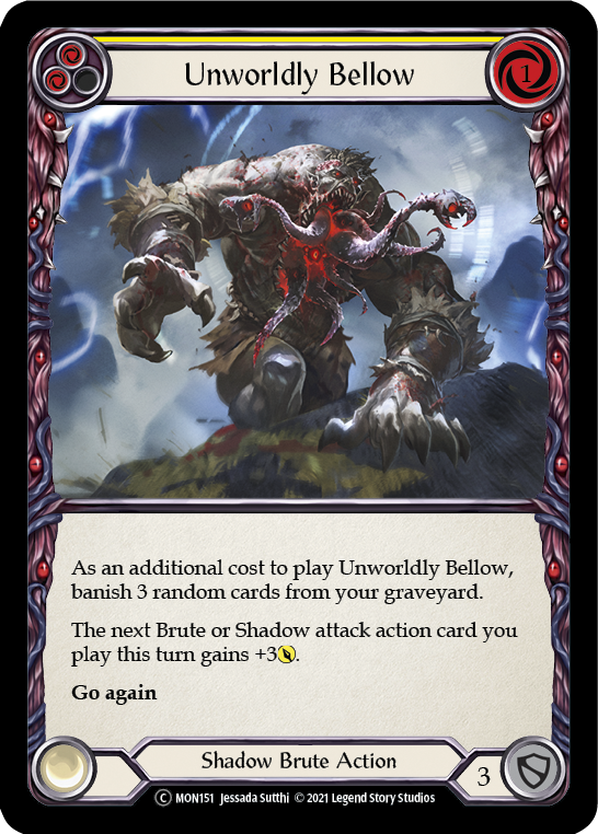 Unworldly Bellow (Yellow) [U-MON151-RF] (Monarch Unlimited)  Unlimited Rainbow Foil | Boutique FDB TCG