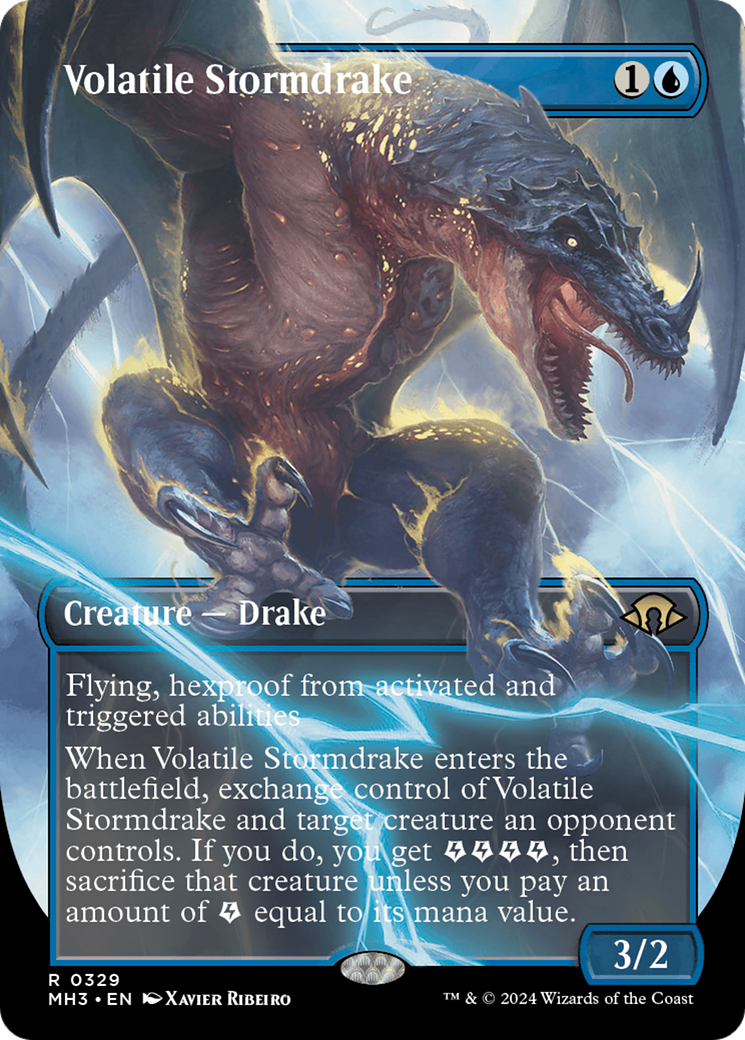 Volatile Stormdrake (Borderless) [Modern Horizons 3] | Boutique FDB TCG