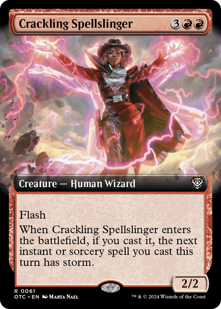 Crackling Spellslinger (Extended Art) [Outlaws of Thunder Junction Commander] | Boutique FDB TCG