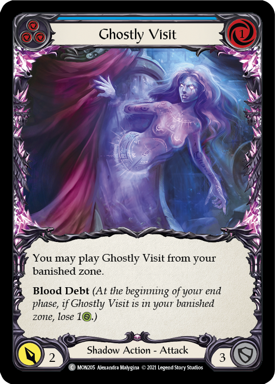 Ghostly Visit (Blue) [MON205-RF] (Monarch)  1st Edition Rainbow Foil | Boutique FDB TCG