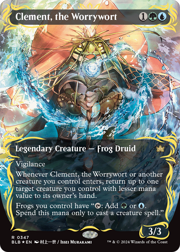 Clement, the Worrywort (Borderless) (Raised Foil) [Bloomburrow] | Boutique FDB TCG