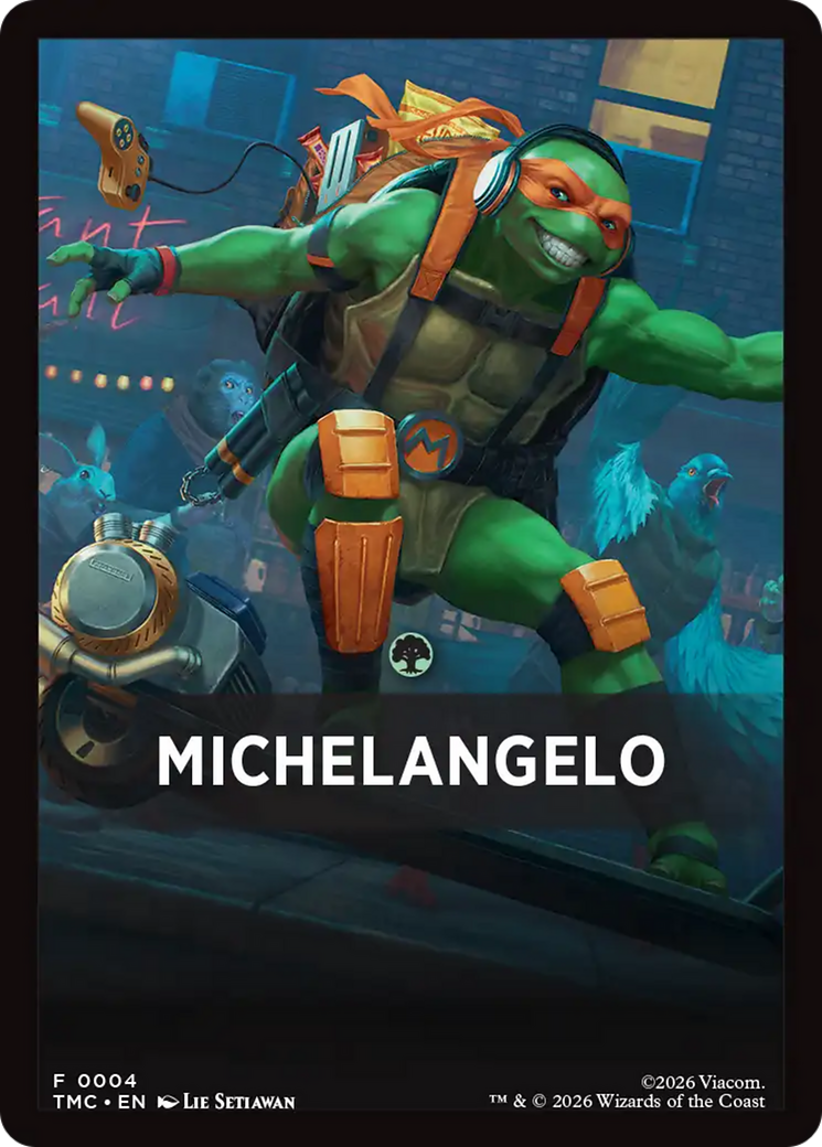 Michelangelo Theme Card [Teenage Mutant Ninja Turtles Commander Tokens] | Boutique FDB TCG