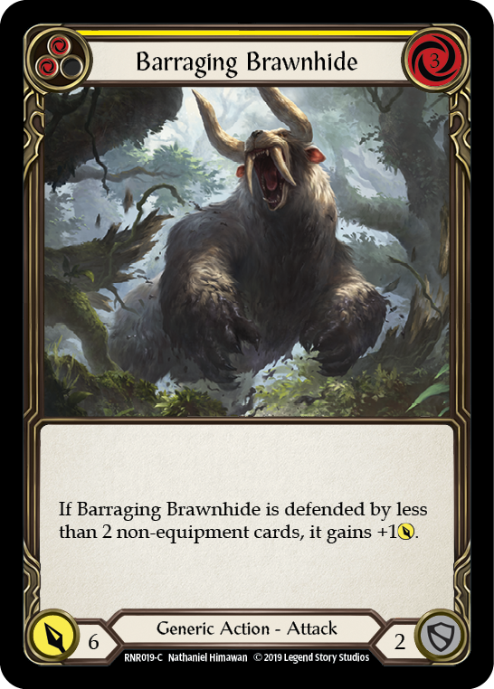 Barraging Brawnhide (Yellow) [RNR019-C] (Rhinar Hero Deck)  1st Edition Normal | Boutique FDB TCG