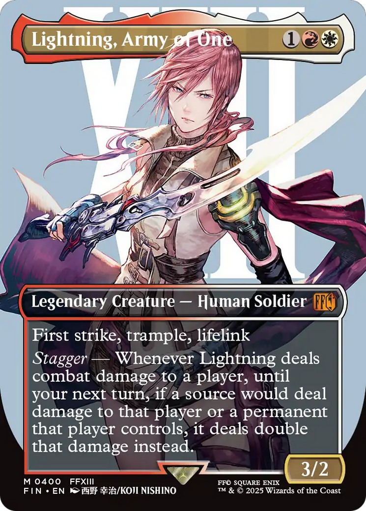 Lightning, Army of One (Borderless) (0400) [FINAL FANTASY] | Boutique FDB TCG