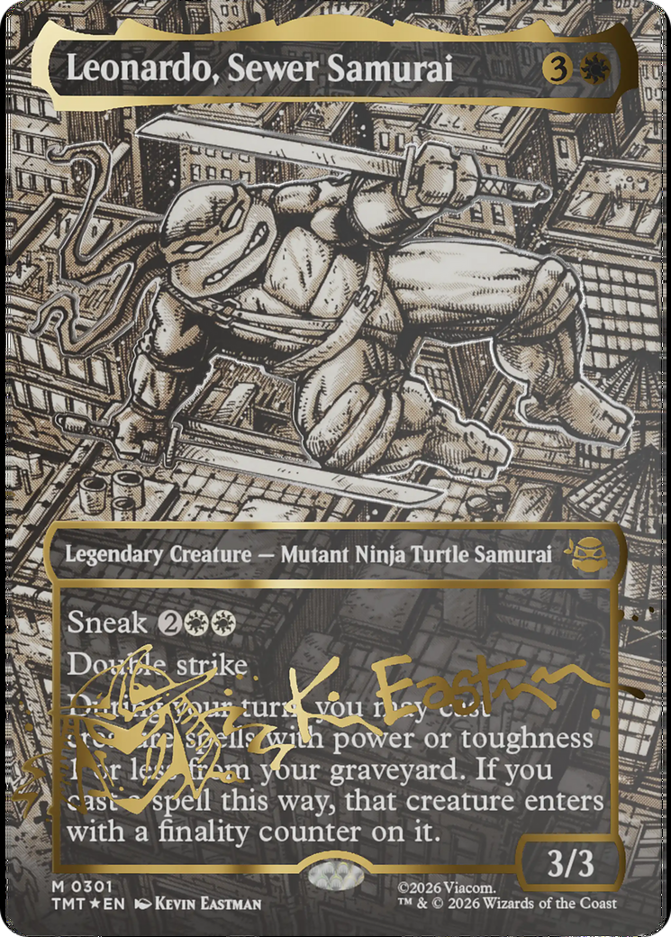 Leonardo, Sewer Samurai (Borderless) (Gold-Stamped Signature) [Teenage Mutant Ninja Turtles] | Boutique FDB TCG