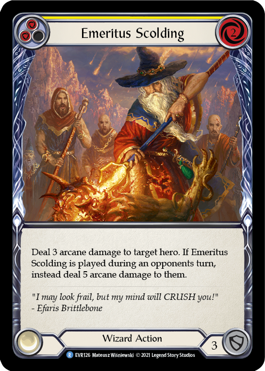 Emeritus Scolding (Yellow) [EVR126] (Everfest)  1st Edition Rainbow Foil | Boutique FDB TCG