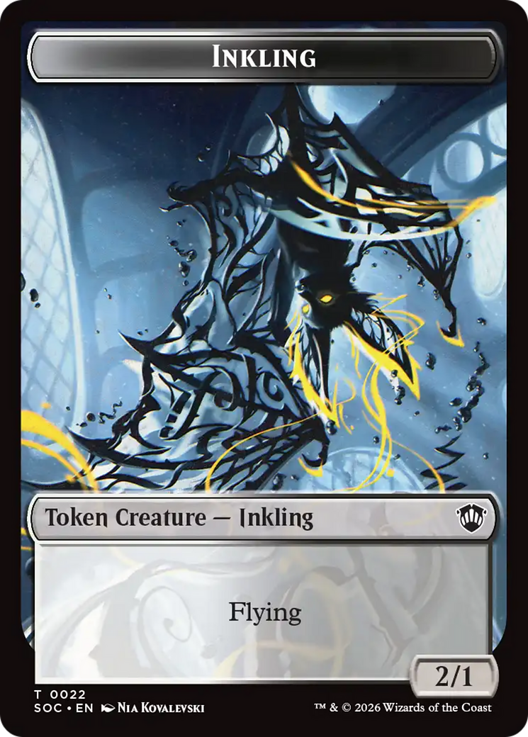 Cat // Inkling (0022) Double-Sided Token [Secrets of Strixhaven Commander Tokens] | Boutique FDB TCG