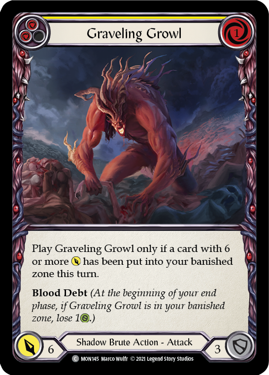 Graveling Growl (Yellow) [MON145-RF] (Monarch)  1st Edition Rainbow Foil | Boutique FDB TCG