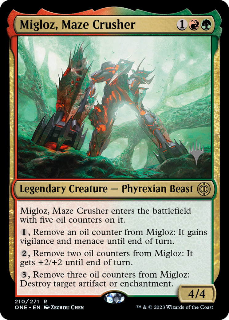Migloz, Maze Crusher (Promo Pack) [Phyrexia: All Will Be One Promos] | Boutique FDB TCG