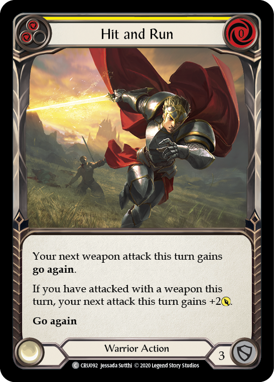 Hit and Run (Yellow) [CRU092] (Crucible of War)  1st Edition Rainbow Foil | Boutique FDB TCG