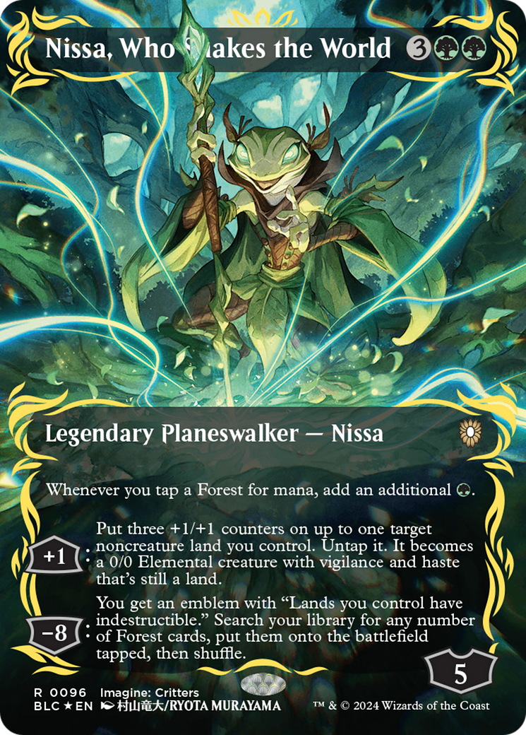 Nissa, Who Shakes the World (Borderless) (Raised Foil) [Bloomburrow Commander] | Boutique FDB TCG