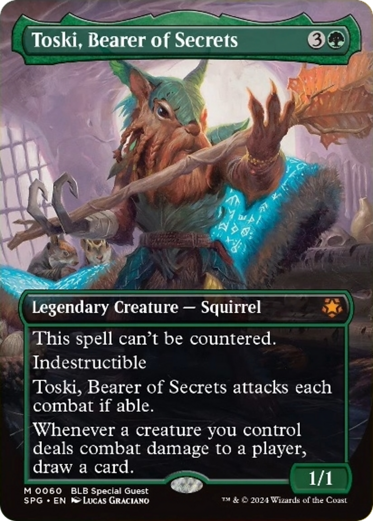 Toski, Bearer of Secrets (Borderless) [Bloomburrow Special Guests] | Boutique FDB TCG