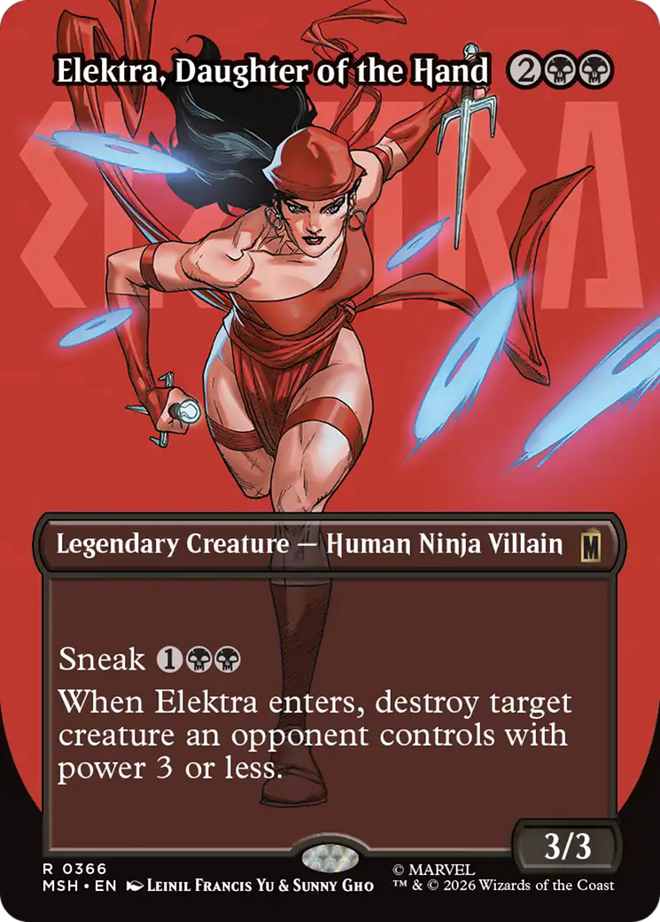 Elektra, Daughter of the Hand (Borderless) (366) [Marvel Super Heroes] | Boutique FDB TCG