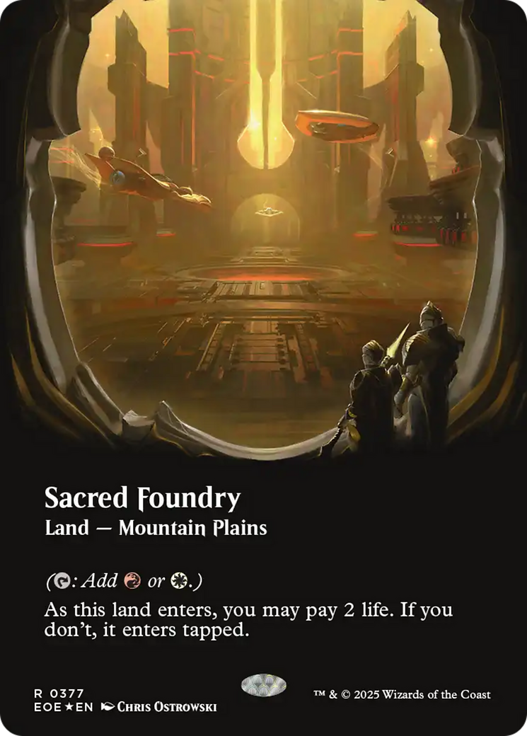 Sacred Foundry (Borderless) (Galaxy Foil) [Edge of Eternities] | Boutique FDB TCG