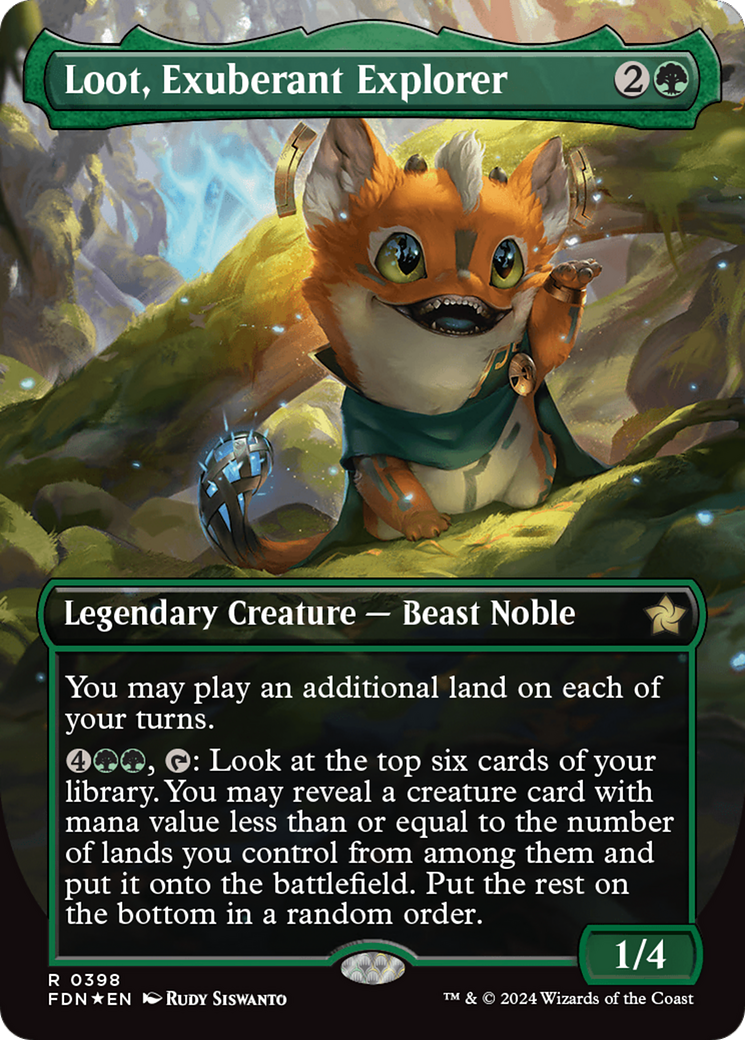 Loot, Exuberant Explorer (Borderless) (Mana Foil) [Foundations] | Boutique FDB TCG