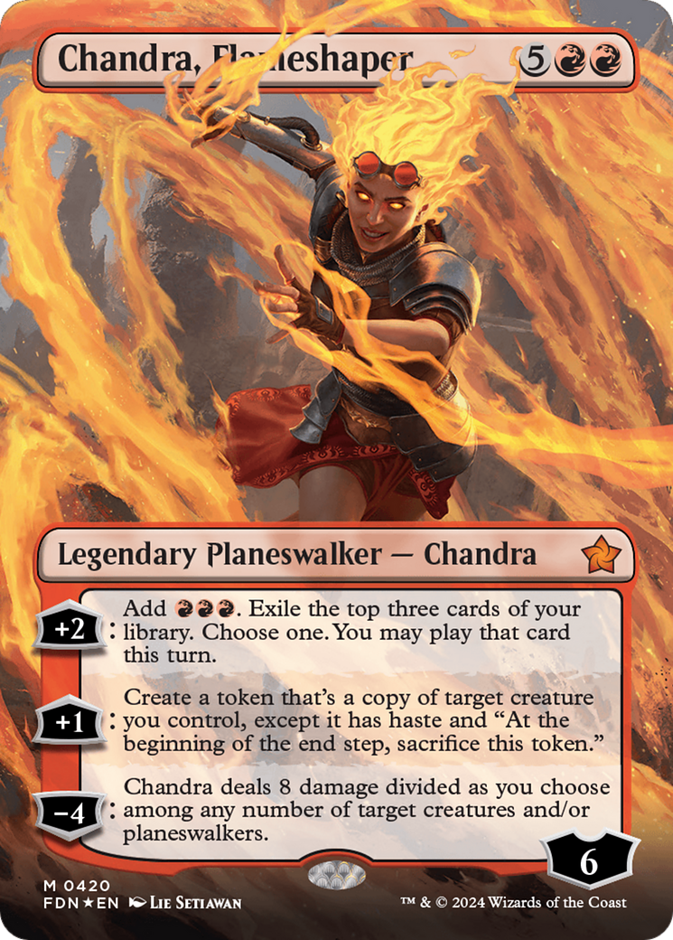 Chandra, Flameshaper (Borderless) (Mana Foil) [Foundations] | Boutique FDB TCG