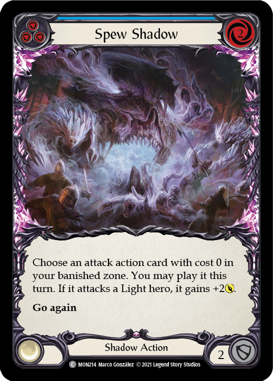 Spew Shadow (Blue) [MON214-RF] (Monarch)  1st Edition Rainbow Foil | Boutique FDB TCG