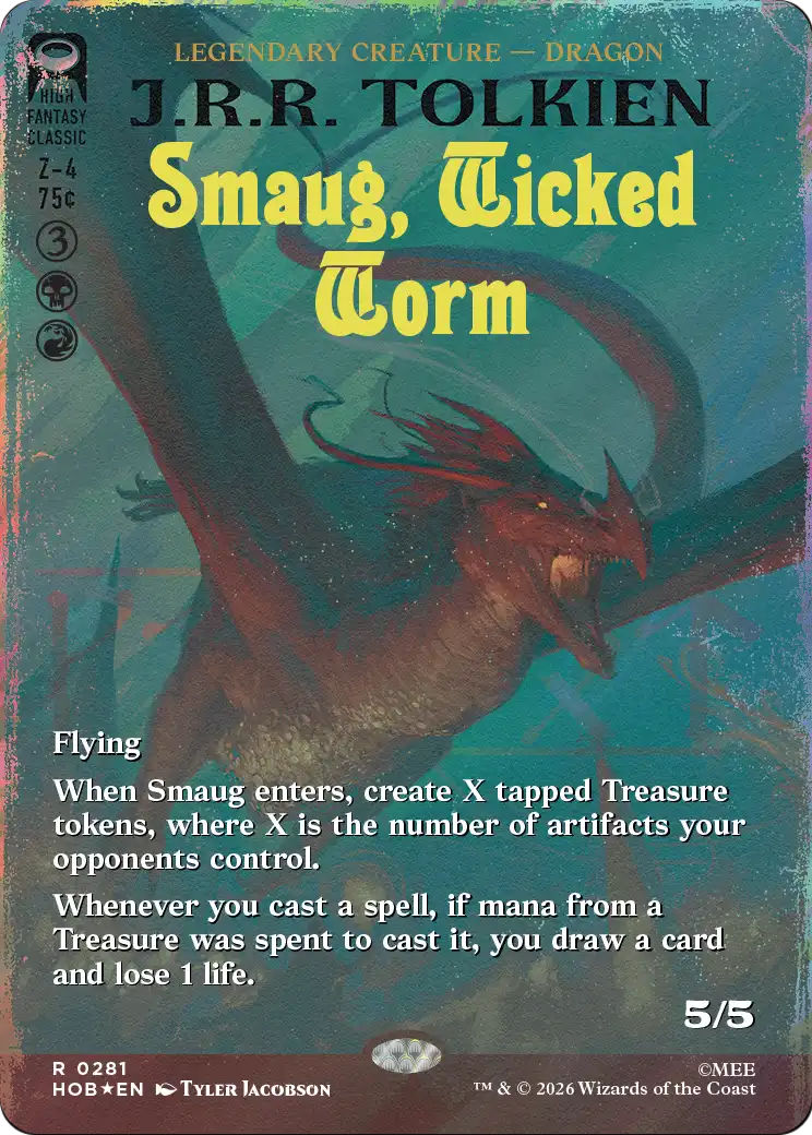 Smaug, Wicked Worm (Borderless) (Surge Foil) [The Hobbit] | Boutique FDB TCG