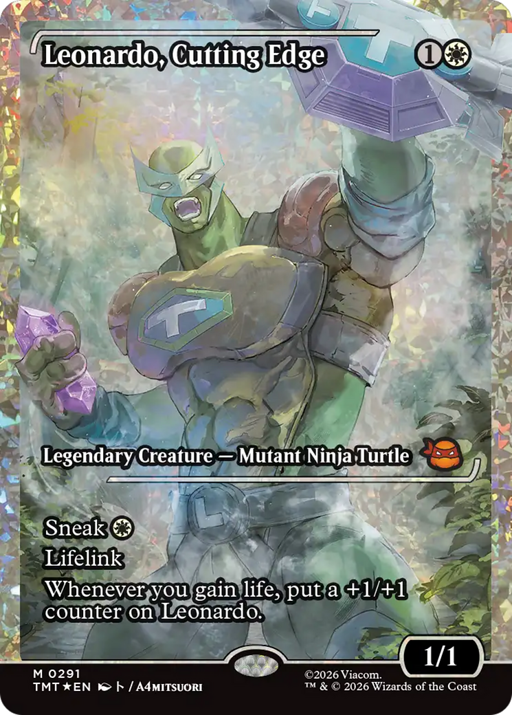 Leonardo, Cutting Edge (Showcase) (Fracture Foil) [Teenage Mutant Ninja Turtles] | Boutique FDB TCG