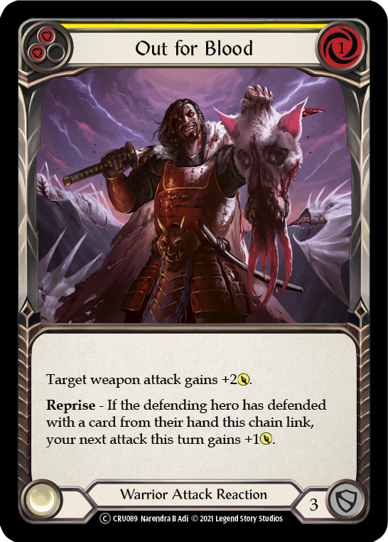 Out for Blood (Yellow) [U-CRU089] (Crucible of War Unlimited)  Unlimited Rainbow Foil | Boutique FDB TCG