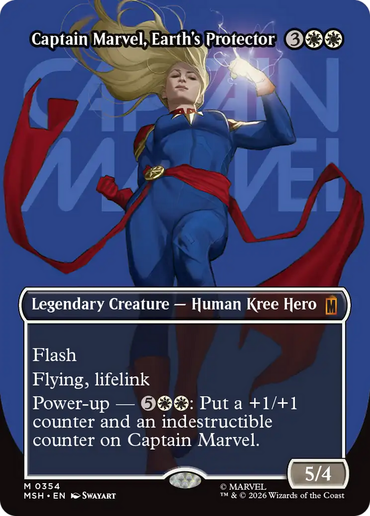 Captain Marvel, Earth's Protector (Borderless) (0354) [Marvel Super Heroes] | Boutique FDB TCG
