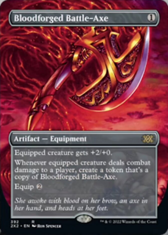 Bloodforged Battle-Axe (Borderless Alternate Art) [Double Masters 2022] | Boutique FDB TCG