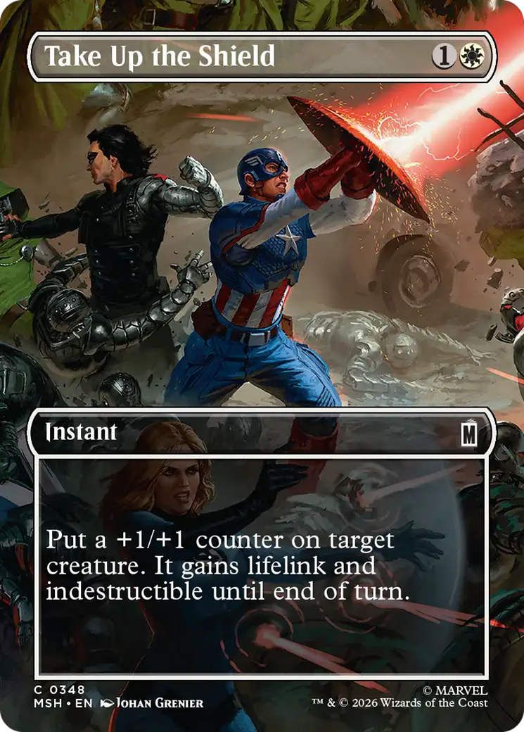 Take Up the Shield (Borderless) [Marvel Super Heroes] | Boutique FDB TCG