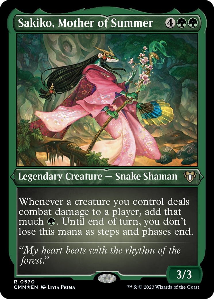 Sakiko, Mother of Summer (Foil Etched) [Commander Masters] | Boutique FDB TCG